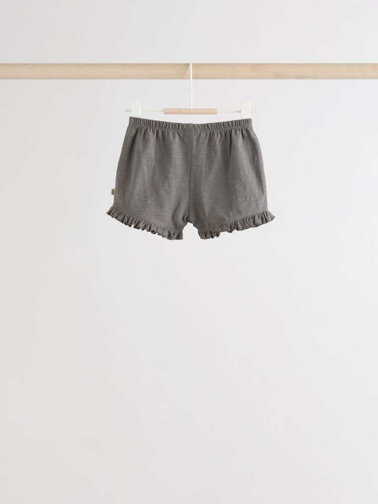 Charcoal Grey/White Baby Short Sleeve 100% Cotton Top and Shorts Set 6 Piece - Image 10 of 14
