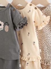 Charcoal Grey/White Baby Short Sleeve 100% Cotton Top and Shorts Set - Image 11 of 14