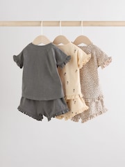 Charcoal Grey/White Baby Short Sleeve 100% Cotton Top and Shorts Set - Image 2 of 14