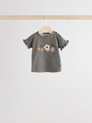 Charcoal Grey/White Baby Short Sleeve 100% Cotton Top and Shorts Set - Image 3 of 14