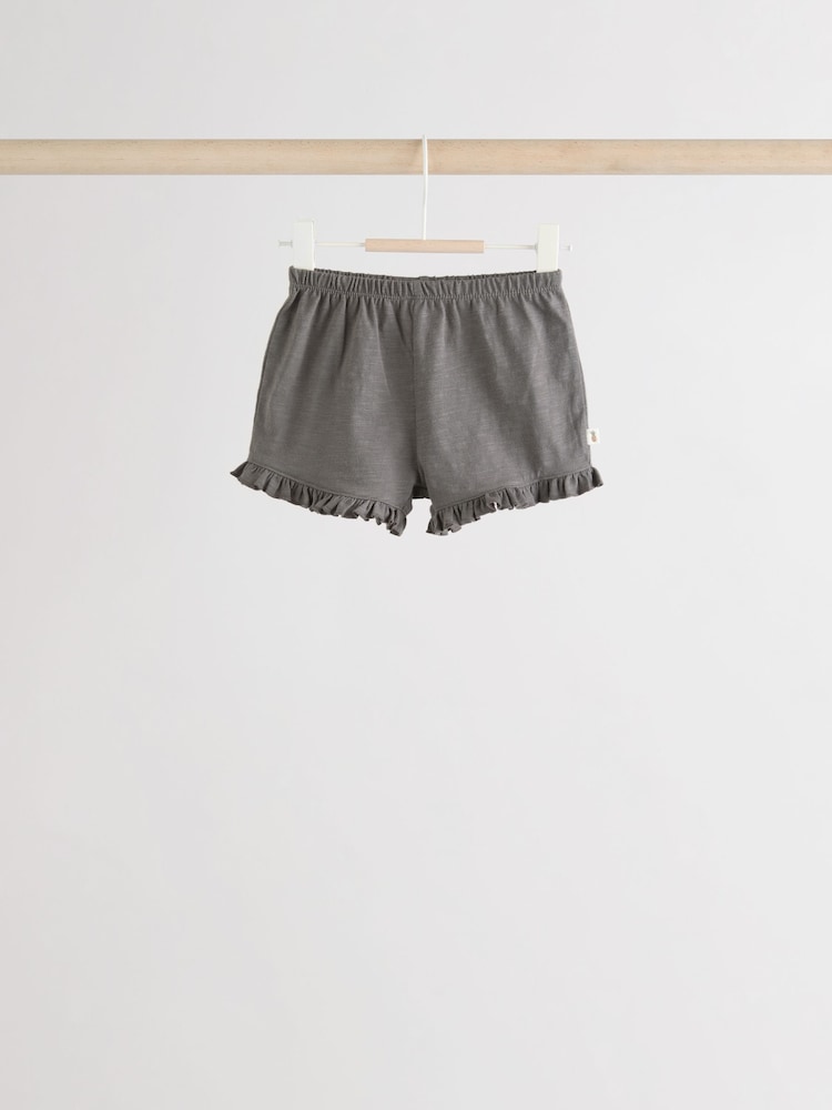Charcoal Grey/White Baby Short Sleeve 100% Cotton Top and Shorts Set 6 Piece - Image 4 of 14