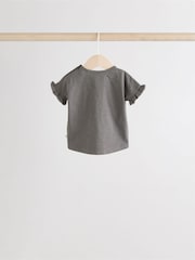 Charcoal Grey/White Baby Short Sleeve 100% Cotton Top and Shorts Set - Image 9 of 14
