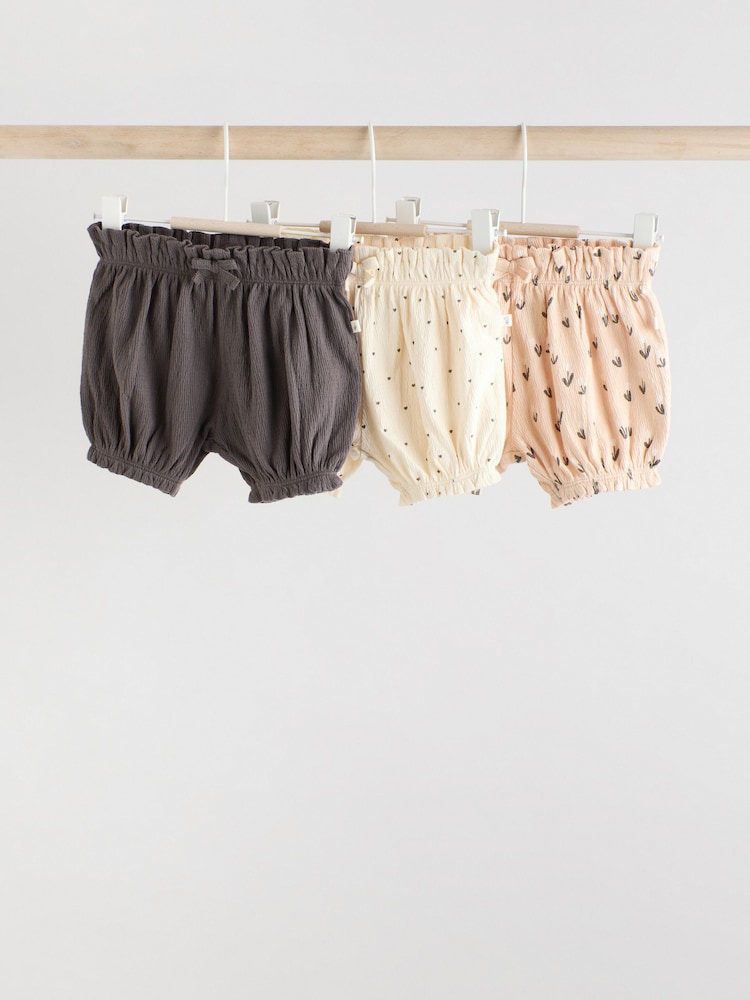 Charcoal Grey/ Cream Ditsy - Baby Jersey 100% Cotton Shorts 3 Pack - Imagen 1 de 11