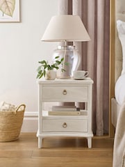 White Sadie Solid Mango Wood 2 Drawer Bedside Table - Image 1 of 8
