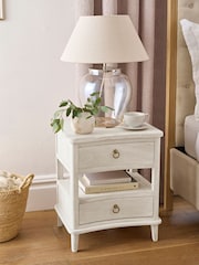 White Sadie Solid Mango Wood 2 Drawer Bedside Table - Image 2 of 8