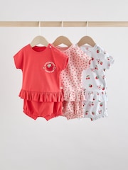 Red/ Pink/ White Strawberry Baby Frill T-Shirt and Shorts Set 6 Piece - Image 1 of 1