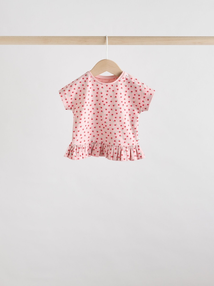 Red/ Pink/ White Strawberry Baby Frill T-Shirt and Shorts Set 6 Piece - Image 5 of 16