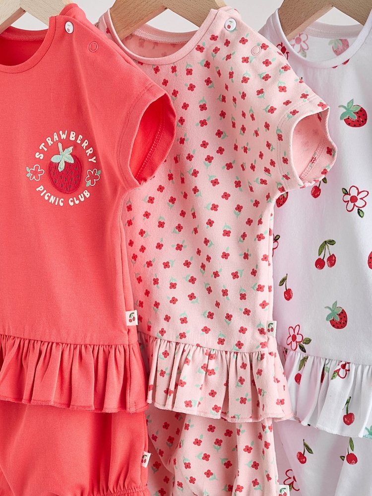 Red/ Pink/ White Strawberry Baby Frill T-Shirt and Shorts Set 6 Piece - Image 8 of 16