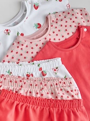 Red/ Pink/ White Strawberry Baby Frill T-Shirt and Shorts Set 6 Piece - Image 9 of 16