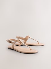 Bone Cream Leather Standard/Wide Fit Forever Comfort® Hardware Toe Thong Sandals - Image 4 of 8