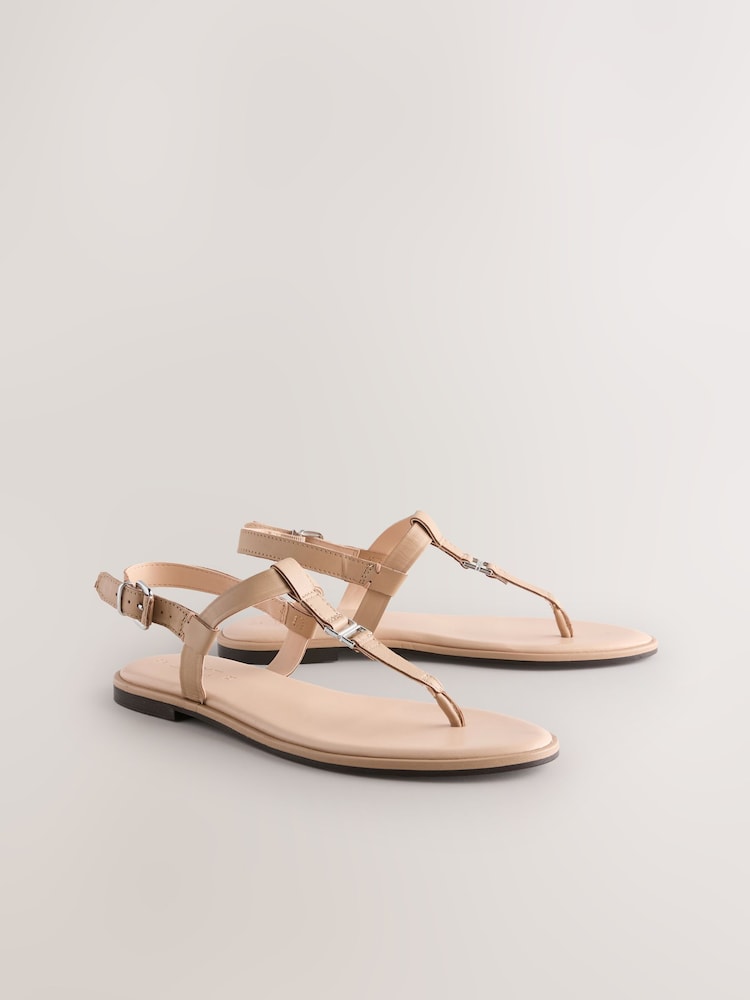 Buy Bone Cream Leather Standard/Wide Fit Hardware Toe Thong