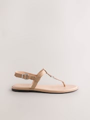 Bone Cream Leather Standard/Wide Fit Forever Comfort® Hardware Toe Thong Sandals - Image 5 of 8