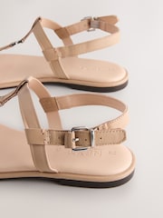 Bone Cream Leather Standard/Wide Fit Forever Comfort® Hardware Toe Thong Sandals - Image 7 of 8