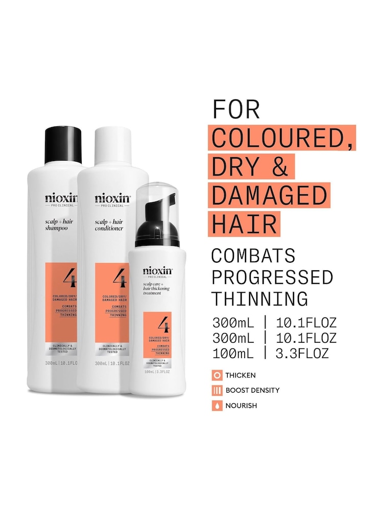 Nioxin Scalp + Hair Thickening System 4 for Coloured, Dry and Damaged Hair with Progressed Thinning Loyalty Kit - Image 2 of 5