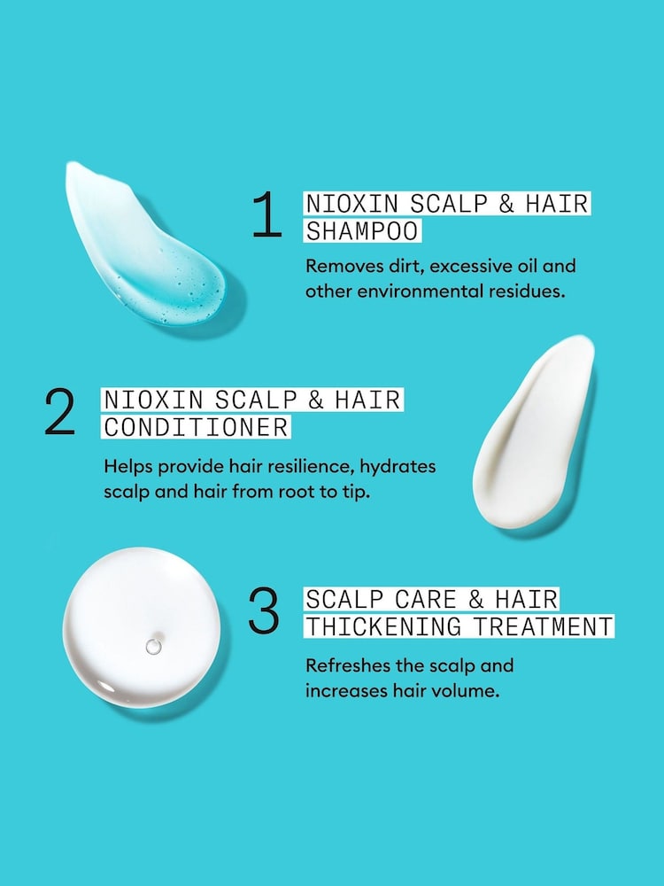Nioxin Scalp + Hair Thickening System 3 for Coloured, Dry and Damaged Hair with Light Thinning Trial Kit - Image 5 of 5