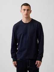 Gap Navy Heavyweight Relaxed Long Sleeve T-Shirt - Image 1 of 4