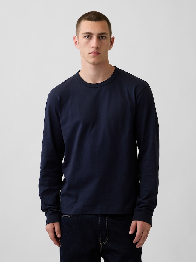 Gap Navy Heavyweight Relaxed Long Sleeve T-Shirt - Image 1 of 4