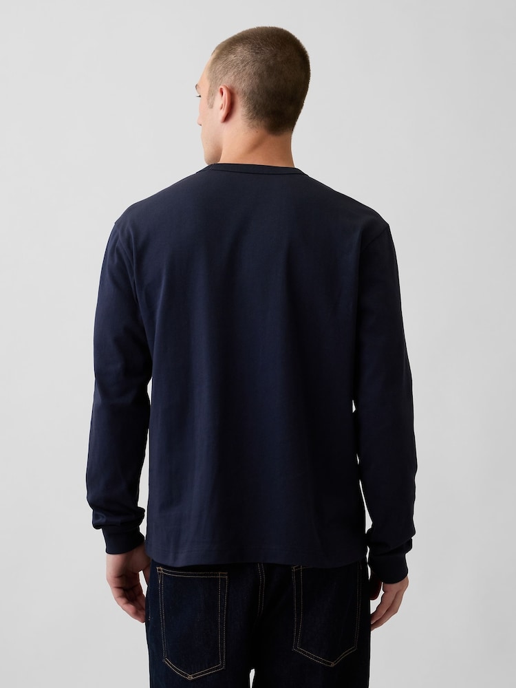 Gap Navy Heavyweight Relaxed Long Sleeve T-Shirt - Image 2 of 4