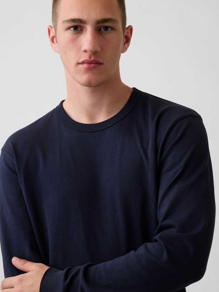 Gap Navy Heavyweight Relaxed Long Sleeve T-Shirt - Image 4 of 4