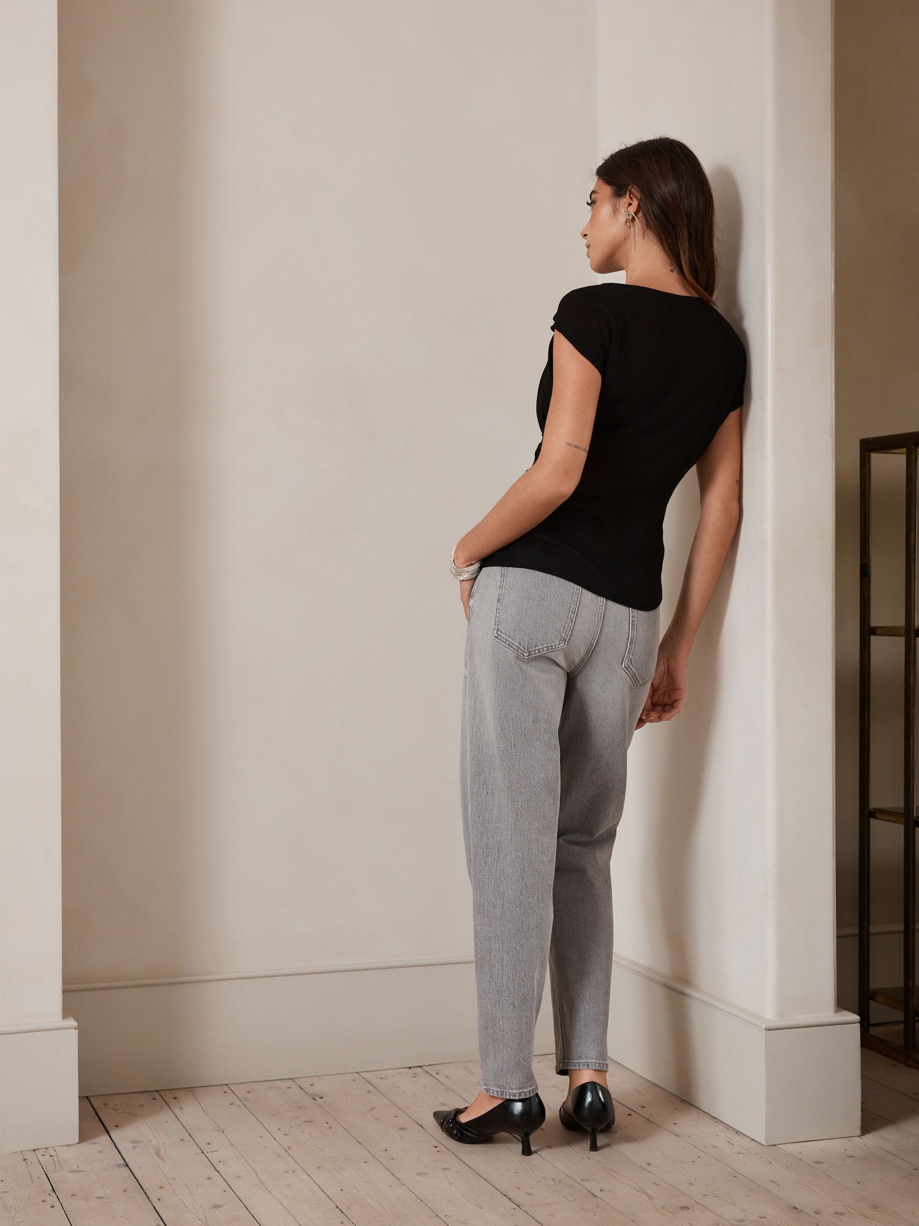 Buy Black Drape Aymmetric Twist Neck Top from Next Romania Buy Black Drape Aymmetric Twist Neck Top from Next Romania