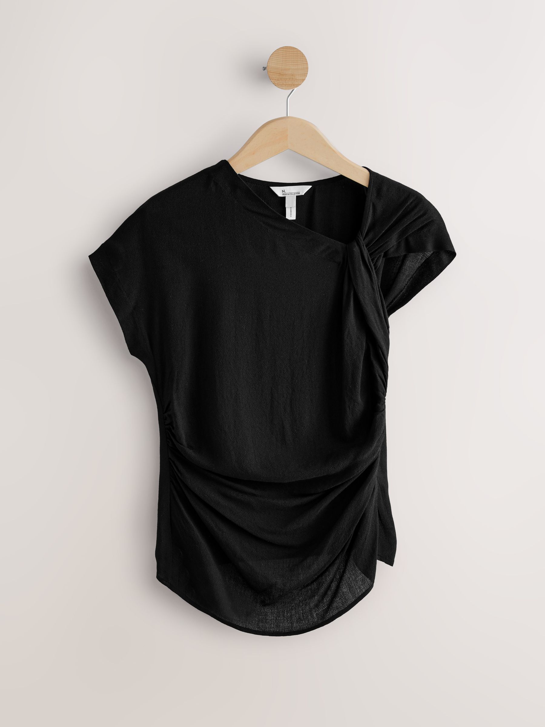 Buy Black Drape Aymmetric Twist Neck Top from Next Romania