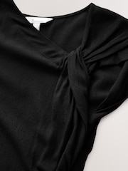 Black Drape Aymmetric Twist Neck Top - Image 6 of 7
