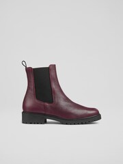 LK Bennett Wine Red Cadea Casual Tread Sole Boots - Image 1 of 4