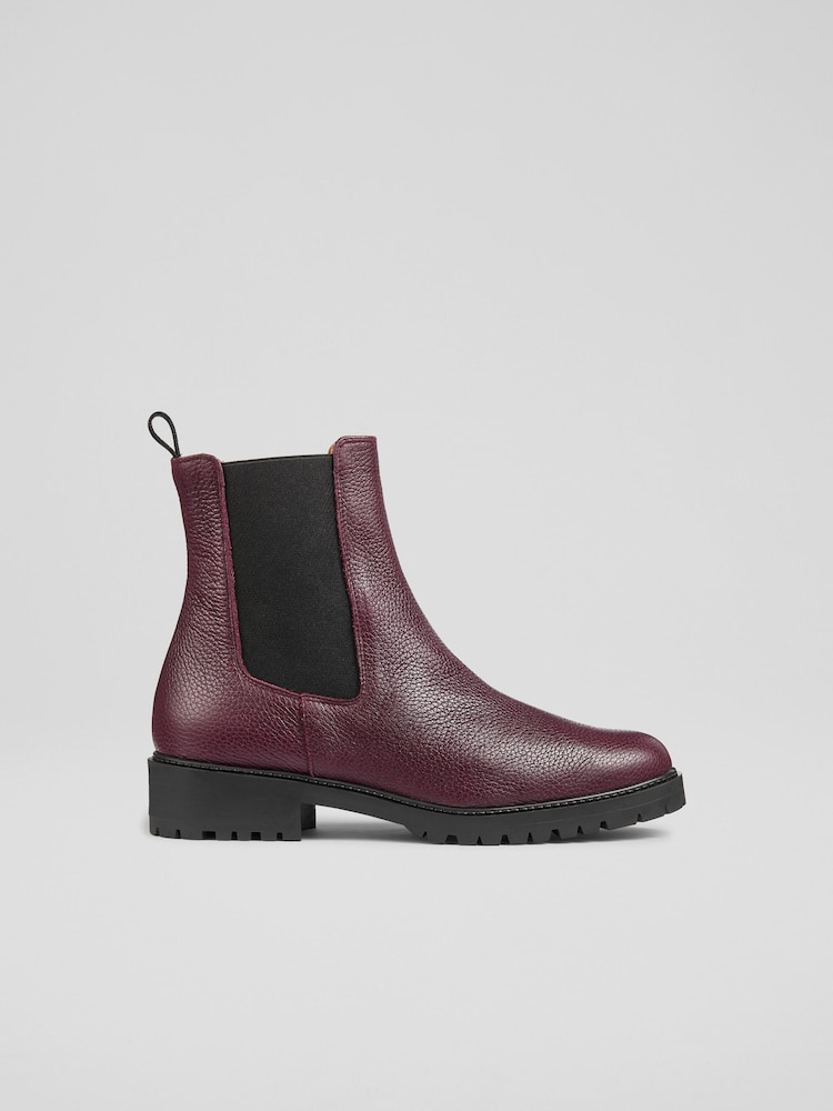 LK Bennett Wine Red Cadea Casual Tread Sole Boots - Image 1 of 4