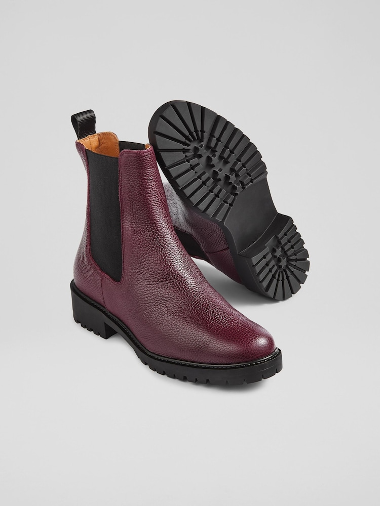 LK Bennett Wine Red Cadea Casual Tread Sole Boots - Image 2 of 4