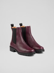LK Bennett Wine Red Cadea Casual Tread Sole Boots - Image 3 of 4