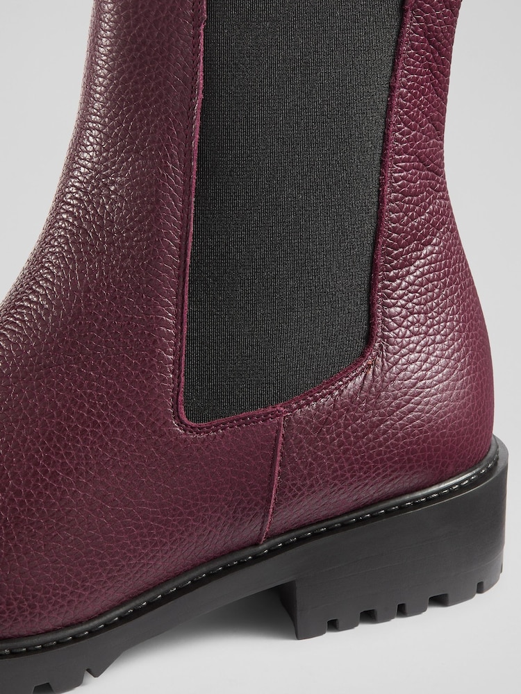 LK Bennett Wine Red Cadea Casual Tread Sole Boots - Image 4 of 4