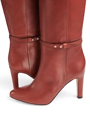 LK Bennett Brown Slim Caterina Teak High Block Stiletto Boots - Image 4 of 4