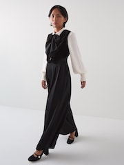 LK Bennett Black Carine Petite Waistcoat Culotte 100% Cotton Jumpsuit - Image 2 of 5