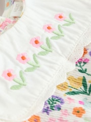 Bright Multi Colour Floral Printed Baby Woven Collared Romper - Image 6 of 8