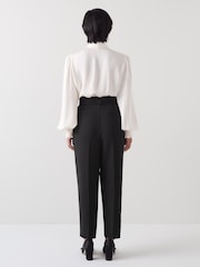 LK Bennett Black Petite Tabitha Belted Crepe Trousers - Image 2 of 4