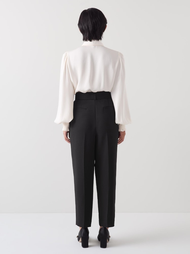 LK Bennett Black Petite Tabitha Belted Crepe Trousers - Image 2 of 4