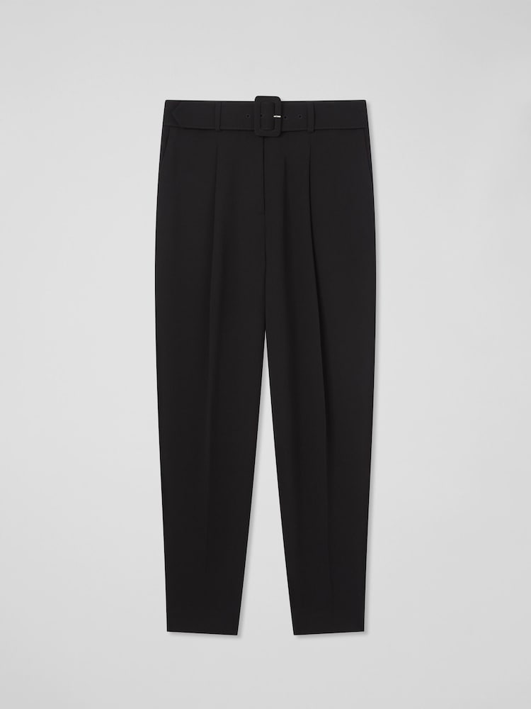 LK Bennett Black Petite Tabitha Belted Crepe Trousers - Image 4 of 4