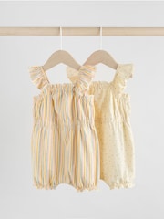 Stripe and Spot Printed 100% Cotton Baby Rompers 2 Pack - Image 1 of 8