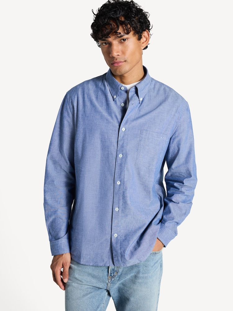 A.P.C. Blue Embroidered Edouard Shirt - Image 1 of 5