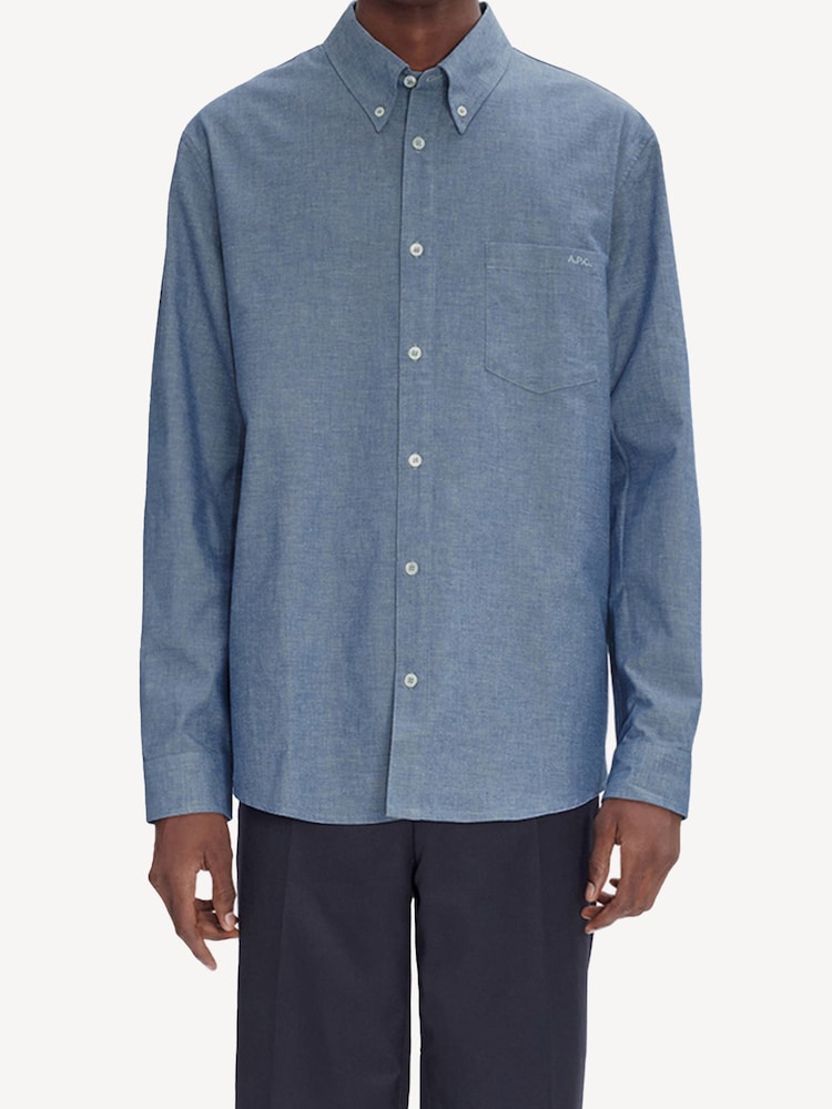 A.P.C. Blue Embroidered Edouard Shirt - Image 2 of 5