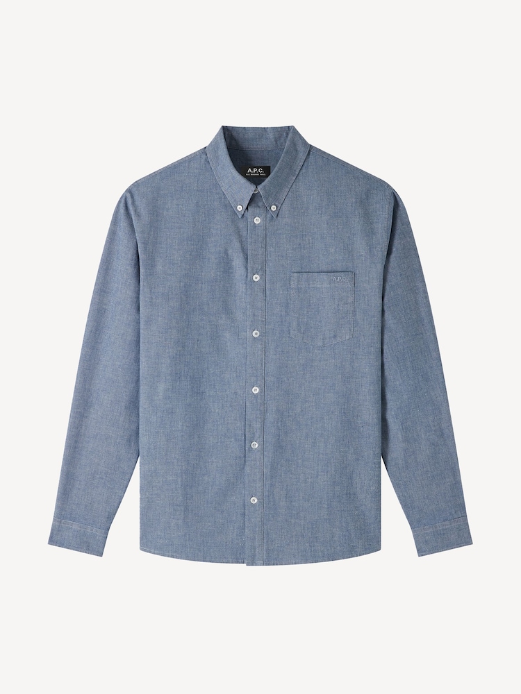 A.P.C. Blue Embroidered Edouard Shirt - Image 5 of 5