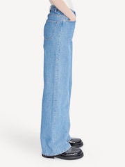 A.P.C. Washed Indigo Elisabeth High Rise Wide Leg Jeans - Image 3 of 6