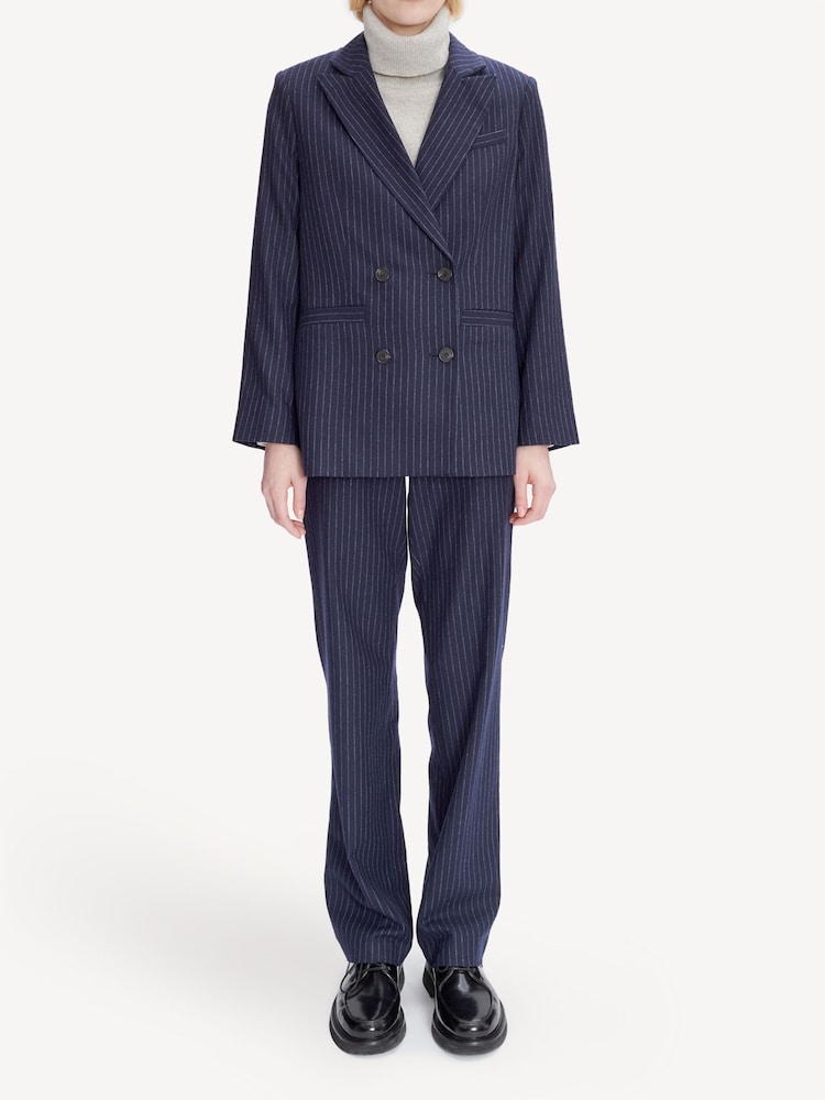 A.P.C. Blue Pinstripe Lucy Double Breasted Blazer - Image 1 of 4 A.P.C. Blue Pinstripe Lucy Double Breasted Blazer - Image 1 of 4