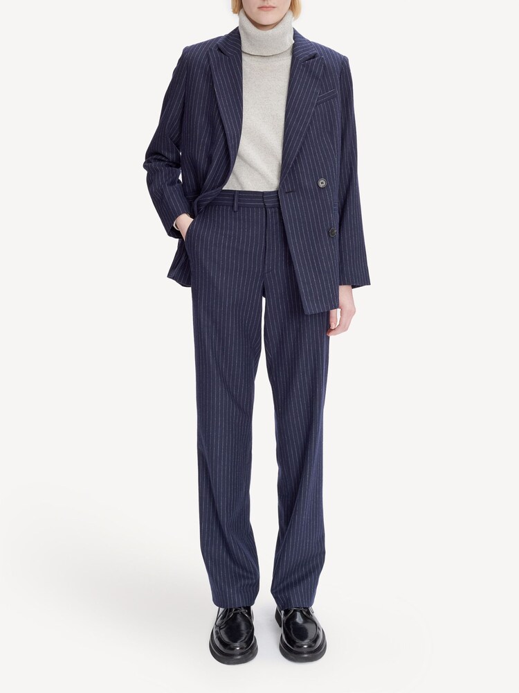 A.P.C. Blue Pinstripe Lucy Double Breasted Blazer - Image 2 of 4