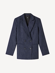 A.P.C. Blue Pinstripe Lucy Double Breasted Blazer - Image 4 of 4