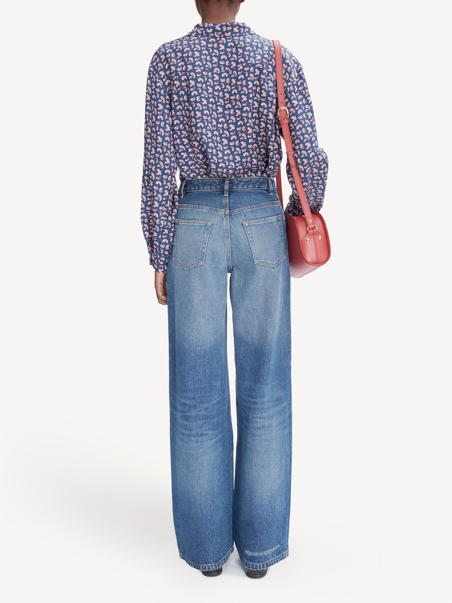 Buy A.P.C. Indigo Delave Elisabeth High Rise Wide Leg Jeans from