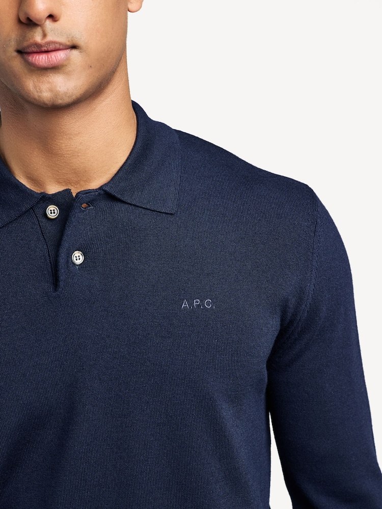 A.P.C. Blue Jacob Logo Polo Shirt - Image 2 of 6