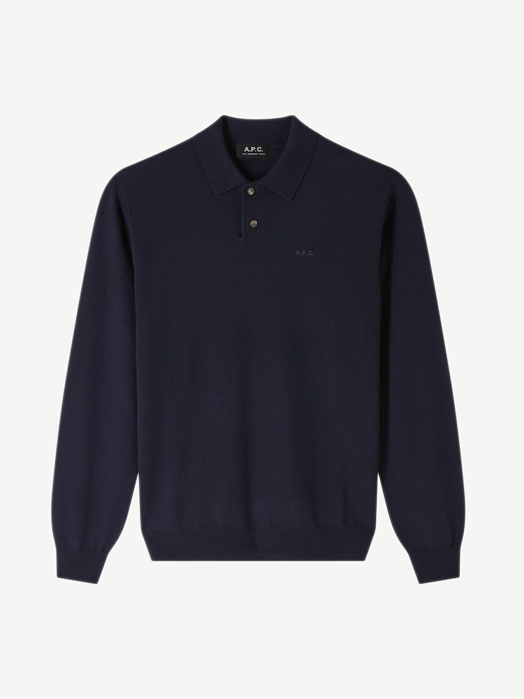 A.P.C. Blue Jacob Logo Polo Shirt - Image 6 of 6