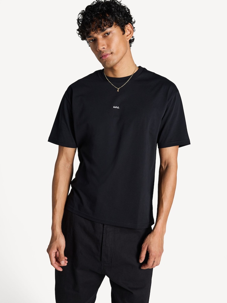 A.P.C. Black Micro Logo Boxy T-Shirt - Image 1 of 4