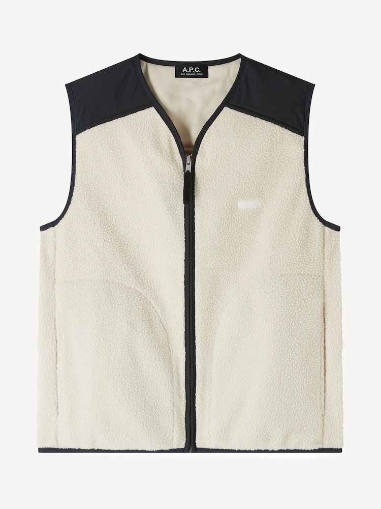 A.P.C. White Nate Embroidered Fleece Gilet - Image 10 of 10